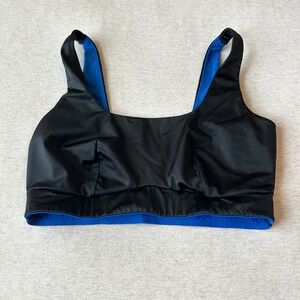Yitty Womens Sports Bra Black Blue Square Neck Small